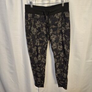 Athleta Trekkie North Printed Floral Olive Jogger Drawstring Pockets Size 6